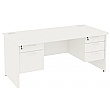 NEXT DAY Vogue White Rectangular Panel End Desks With Double Fixed Pedestals