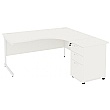 NEXT DAY Vogue White Ergonomic Cantilever Desks With Desk High Pedestal