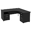 NEXT DAY Eclipse Black Ergonomic Panel End Desks With Desk High & Mobile Pedestal