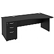 NEXT DAY Eclipse Black Wave Panel End Desks With Desk High Pedestal