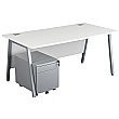 Karbon K6 A-Frame Rectangular Desks With Metal Low Mobile Pedestal