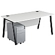 Karbon K6 A-Frame Rectangular Desks With Slimline 3 Drawer Metal Mobile Pedestal