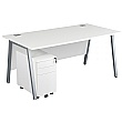 Karbon K6 A-Frame Rectangular Desks With Slimline 3 Drawer Metal Mobile Pedestal