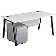 Karbon K6 A-Frame Rectangular Desks With Metal 3 Drawer Mobile Pedestal