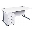 NEXT DAY Karbon K1 Rectangular Cantilever Office Desks with Low Mobile Pedestal