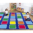 Rainbow Squares Large Square Placement Carpet