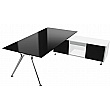 SPECIAL OFFER - Sapphire Executive Black Glass Desks With Credenza x 2
