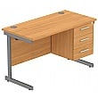 Karbon K1 Compact Rectangular Cantilever Office Desks with Single Fixed Pedestal