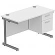 Karbon K1 Compact Rectangular Cantilever Office Desks with Single Fixed Pedestal