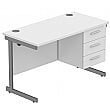 Karbon K1 Compact Rectangular Cantilever Office Desks with Single Fixed Pedestal