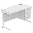 Karbon K1 Compact Rectangular Cantilever Office Desks with Single Fixed Pedestal