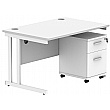 Karbon K3 Rectangular Deluxe Cantilever Desk With Single Mobile Pedestal