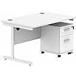 Karbon K1 Rectangular Cantilever Office Desks with Low Mobile Pedestal