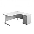 Commerce II Ergonomic Corner Office Desks With Desk High Pedestal