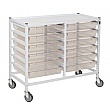 Classic Low Double White Trolley with 12 Shallow Antimicrobial Trays