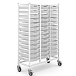 Medical Mid Treble White Antimicrobial Tray Trolley