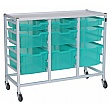 Medical Compact Low Treble Fixed Runner White Trolley with Antimicrobial Trays