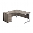 Commerce II Deluxe Ergonomic Corner Office Desks With Desk High Pedestal