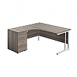 Commerce II Deluxe Ergonomic Corner Office Desks With Desk High Pedestal