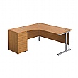 Commerce II Deluxe Ergonomic Corner Office Desks With Desk High Pedestal