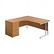 Commerce II Deluxe Ergonomic Corner Office Desks With Desk High Pedestal