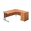 Commerce II Deluxe Ergonomic Corner Office Desks With Desk High Pedestal
