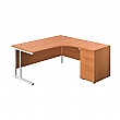 Commerce II Deluxe Ergonomic Corner Office Desks With Desk High Pedestal