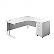 Commerce II Deluxe Ergonomic Corner Office Desks With Desk High Pedestal