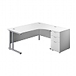 Commerce II Deluxe Ergonomic Corner Office Desks With Desk High Pedestal