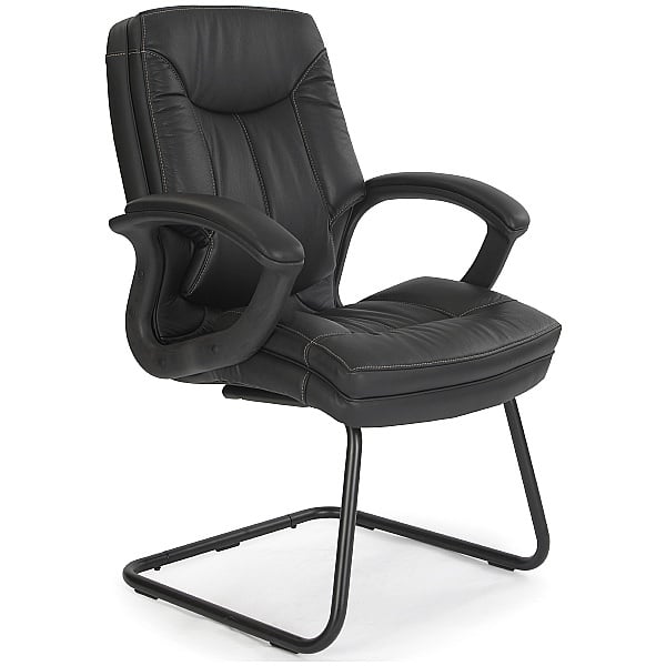 Black Madrid Leather Visitor Chair