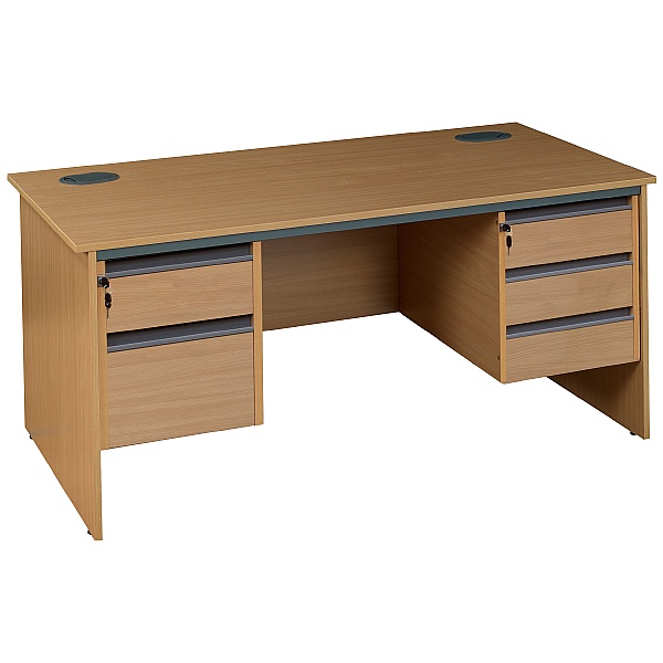 Rectangular Panel End Desk With Double Fixed Ped