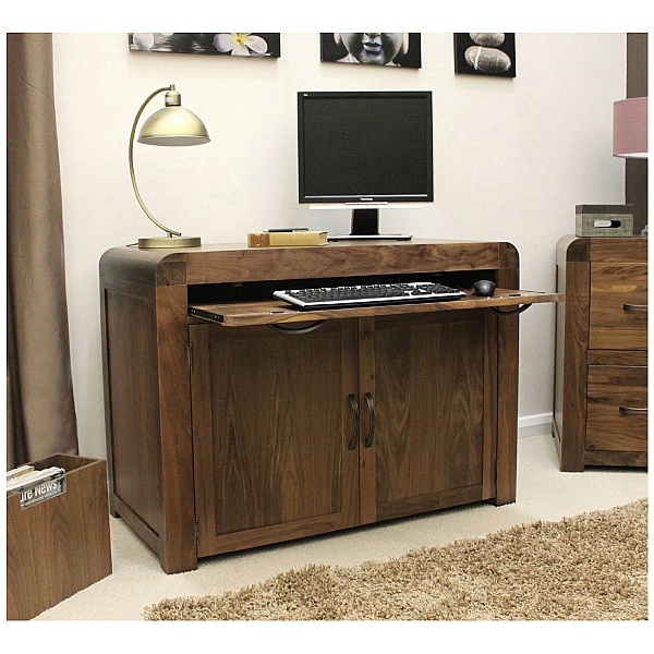Hampshire Solid Walnut Computer Desk Hideaway