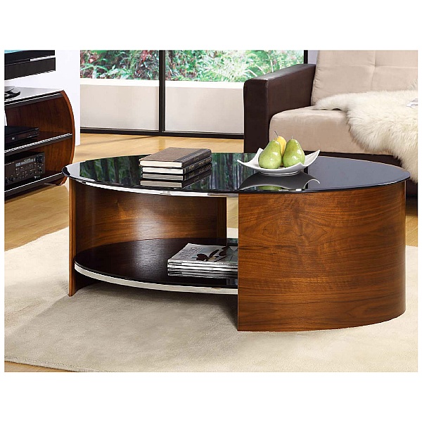 Spectrum Walnut Real Wood Veneer Oval Coffee Table