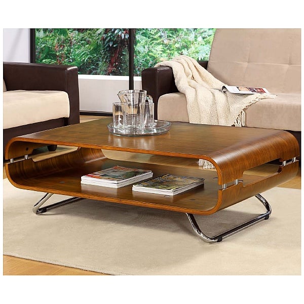 Spectrum Walnut Real Wood Veneer Curved Coffee Table