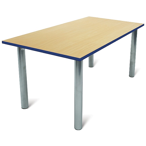 Scholar Heavy Duty Rectangular Cylinder Legged Tables With Silver Frame