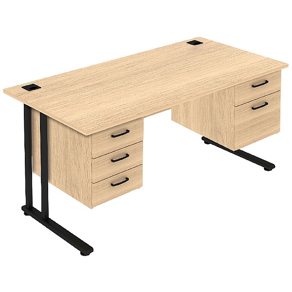 Elite Flexi Rectangular Desks - Double Fixed Ped