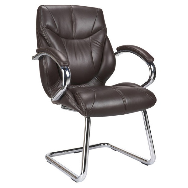 Geneva Brown Leather Faced Visitor Chair