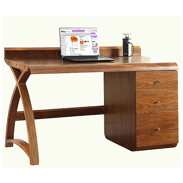 Spectrum Walnut Deluxe Real Wood Veneer Pedestal Desk Computer Desks