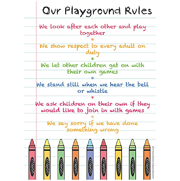Crayons Playground Rules School Sign