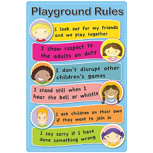 Children's Faces Playground Rules School Sign
