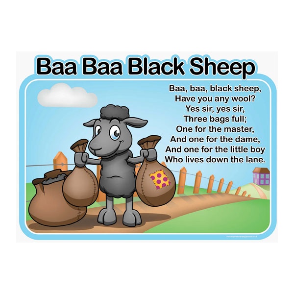 Baa Baa Black Sheep Nursery Rhymes Signs