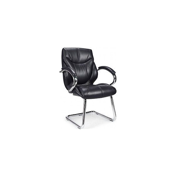 Geneva Black Leather Faced Visitor Chair
