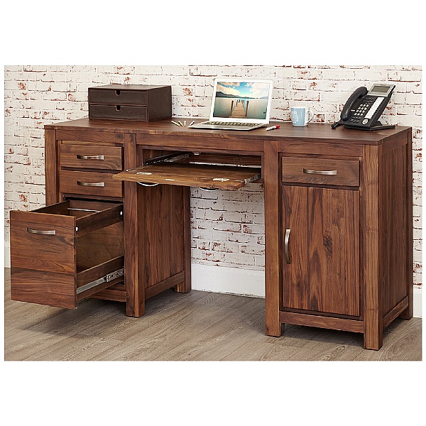 Fernhurst Solid Walnut Twin Pedestal Computer Desk