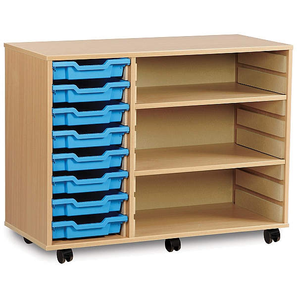 8 Tray Shallow Storage Unit With 2 Adjustable Shelves