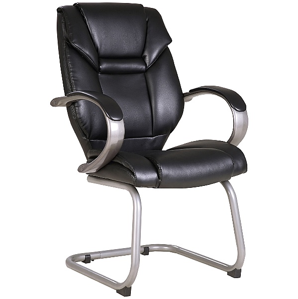 Fiji Leather Faced Visitor Chair - Black