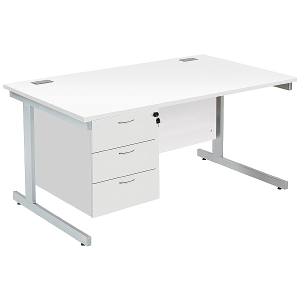 Commerce II Rectangular Desks With Single Fixed Pedestal