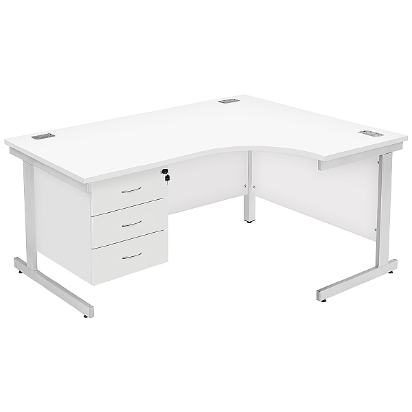 Commerce II Ergonomic Corner Office Desks With Fixed Pedestal