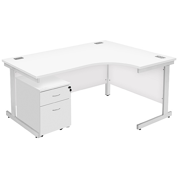 Commerce II Ergonomic Corner Office Desks With Mobile Pedestal