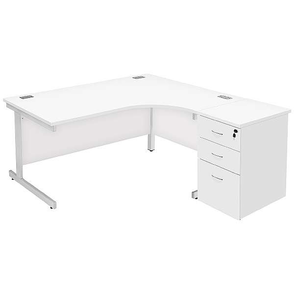 Commerce II Ergonomic Corner Office Desks With Desk High Pedestal