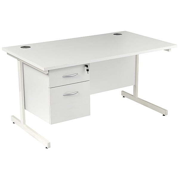 Karbon K1 Rectangular Cantilever Office Desks | Fixed Pedestal